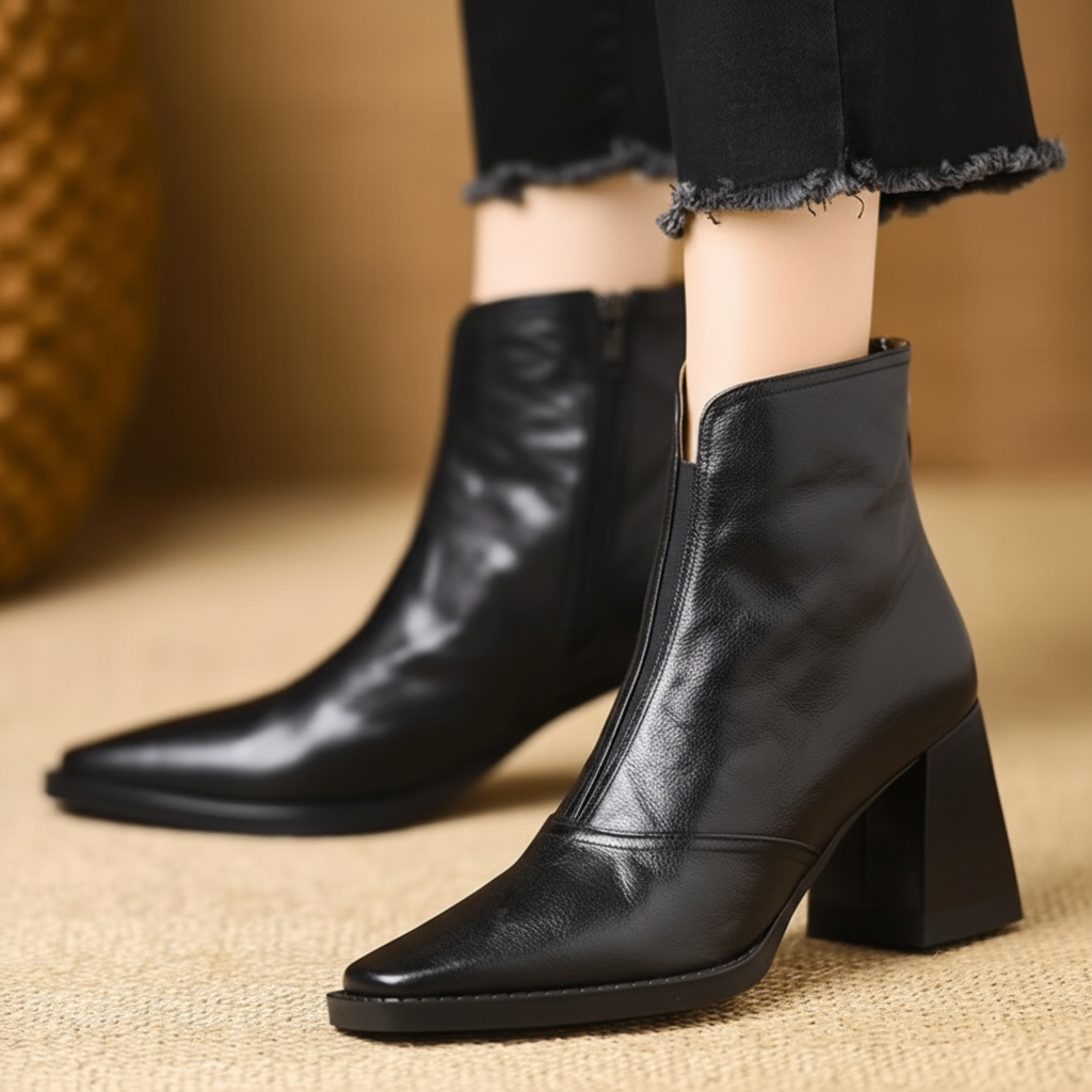 Chic Mid-Heel Ankle Boots with Convenient Zipper for Daily Wear