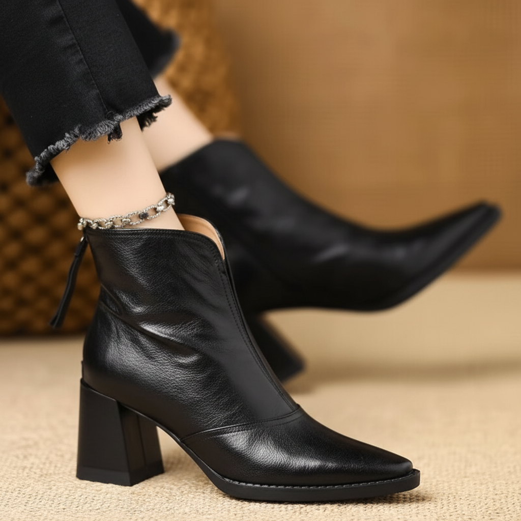 Chic Mid-Heel Ankle Boots with Convenient Zipper for Daily Wear