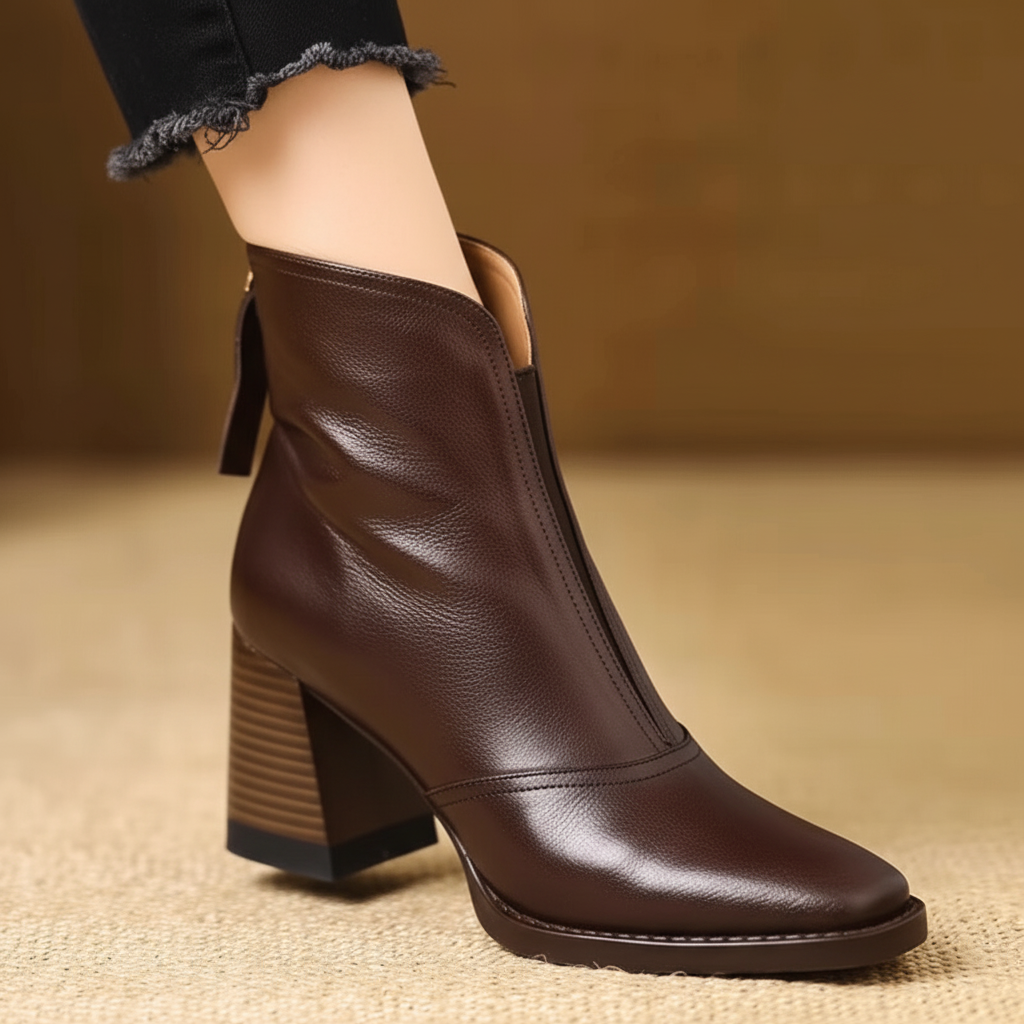 Chic Mid-Heel Ankle Boots with Convenient Zipper for Daily Wear