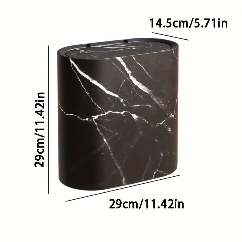 SleekMarble Oval Waste Container for Modern Spaces