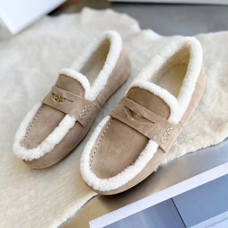 ChicComfort Women's Suede Slip-On Loafers with Wool Interior