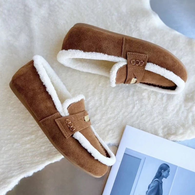 ChicComfort Women's Suede Slip-On Loafers with Wool Interior