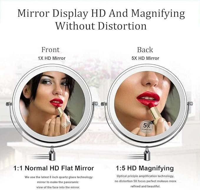 ClarityBright Magnifying Mirror with Adjustable Glow and Rechargeable Power