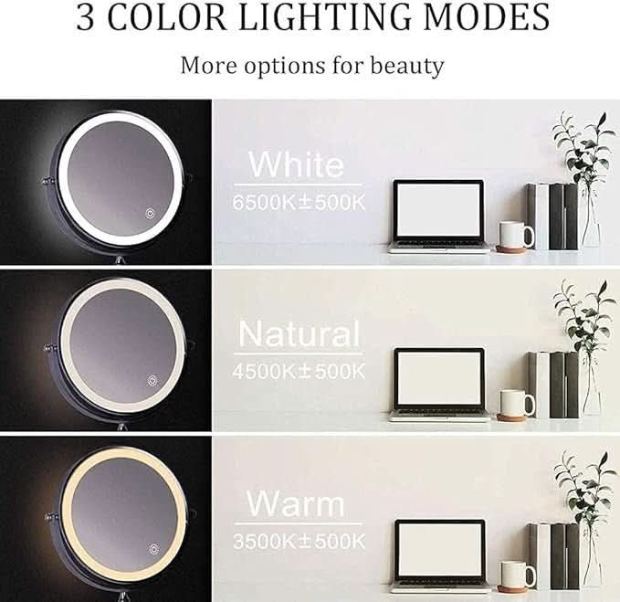 ClarityBright Magnifying Mirror with Adjustable Glow and Rechargeable Power