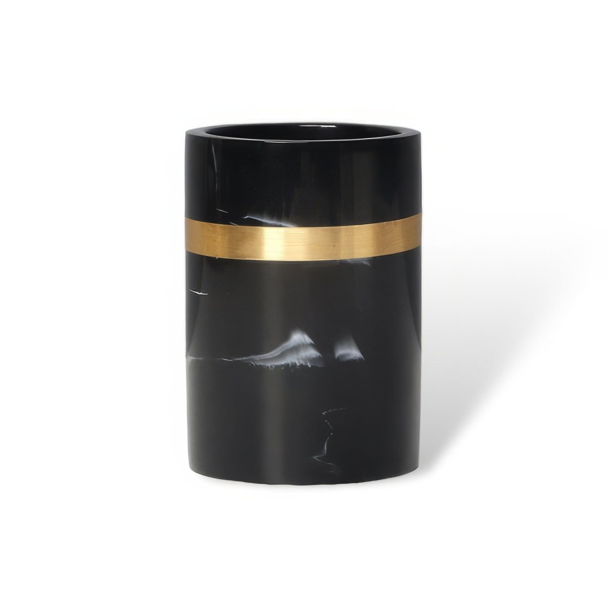 Sophisticated Black Marble Serving Tray with Elegant Gold Trim