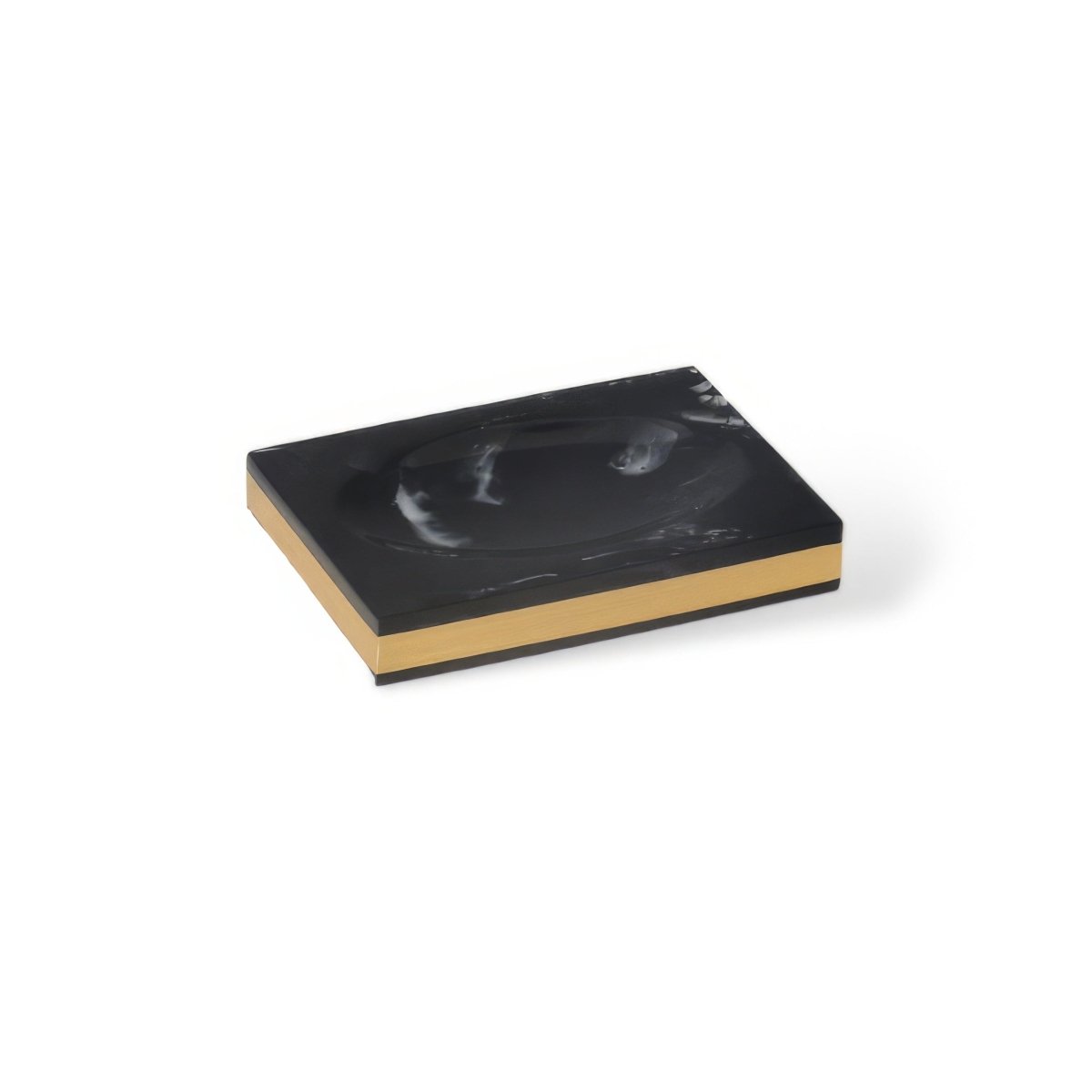 Sophisticated Black Marble Serving Tray with Elegant Gold Trim