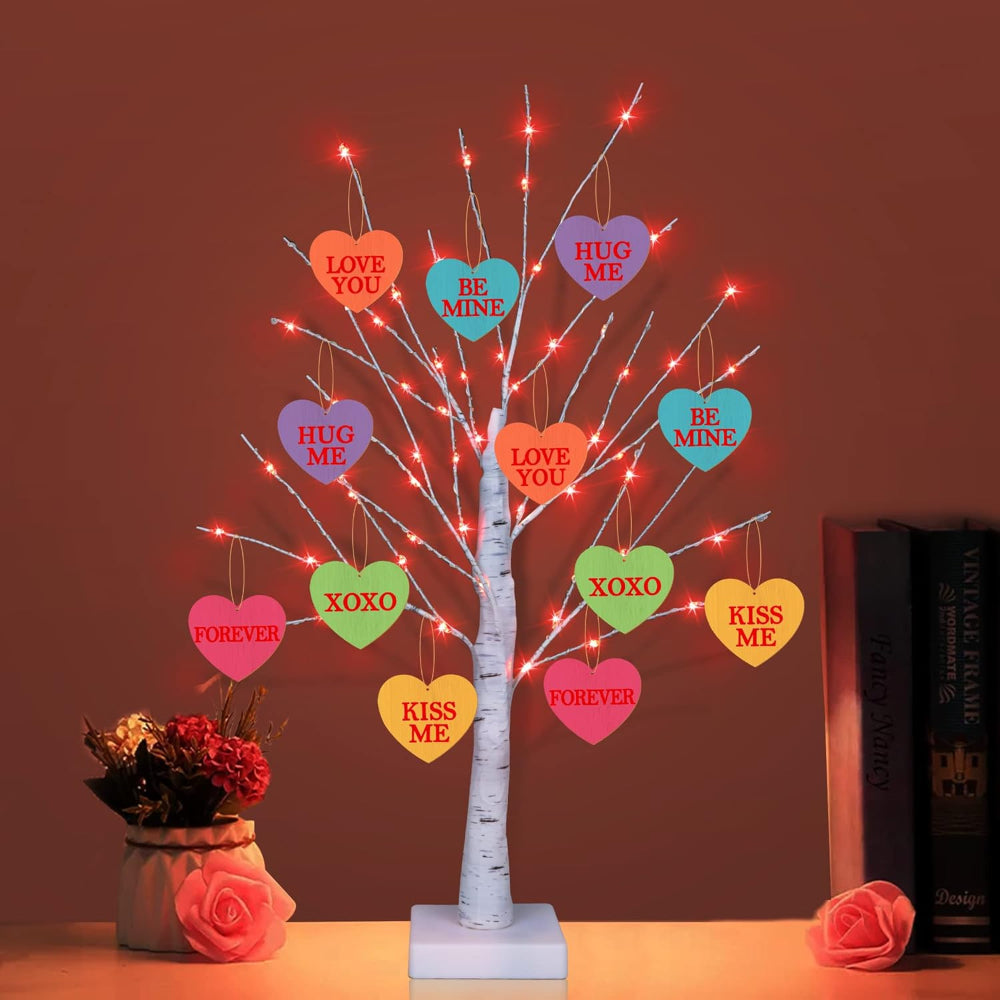 Heartfelt Illumination: LED Tree Table Lamp