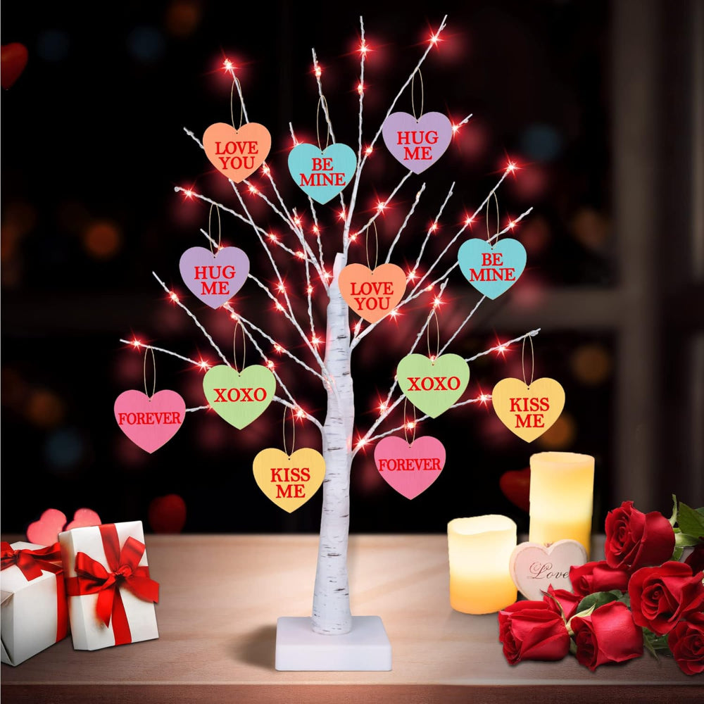 Heartfelt Illumination: LED Tree Table Lamp