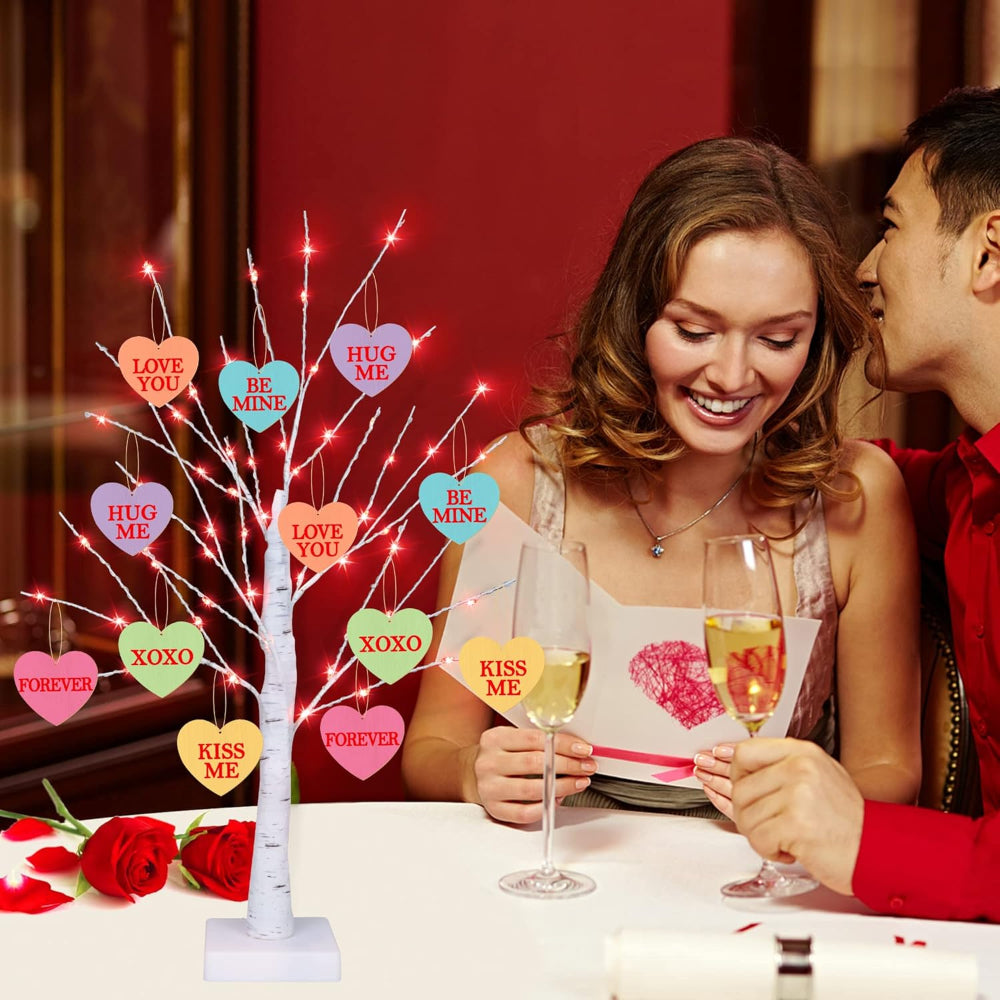 Heartfelt Illumination: LED Tree Table Lamp