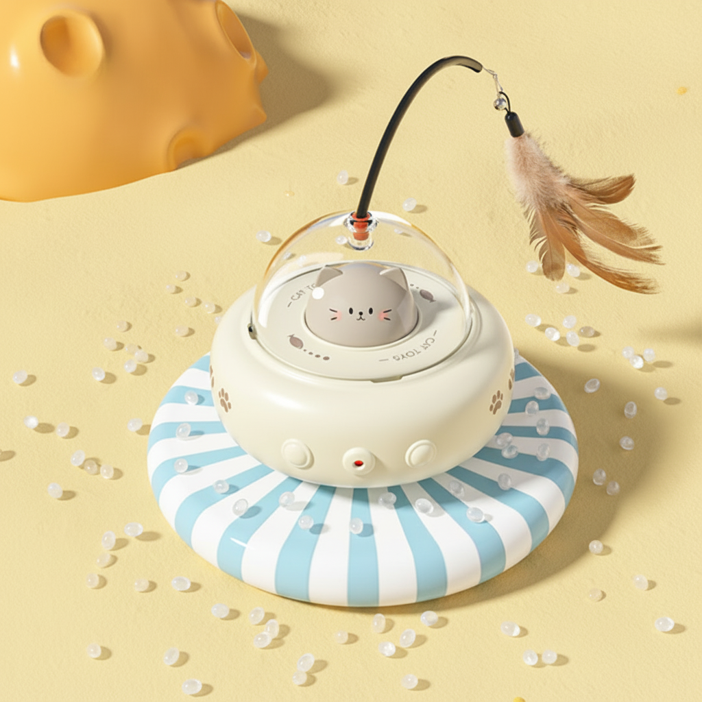 Interactive Laser Pet Toy with Whimsical UFO Design