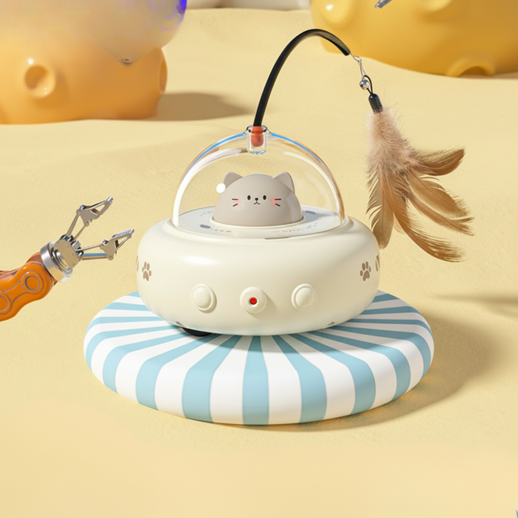 Interactive Laser Pet Toy with Whimsical UFO Design