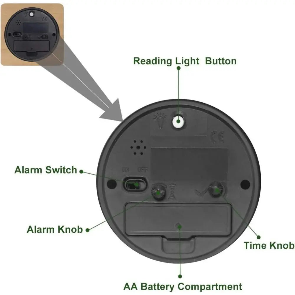 Tranquil Wood Alarm Clock – Soft Glow LED & Natural Finish