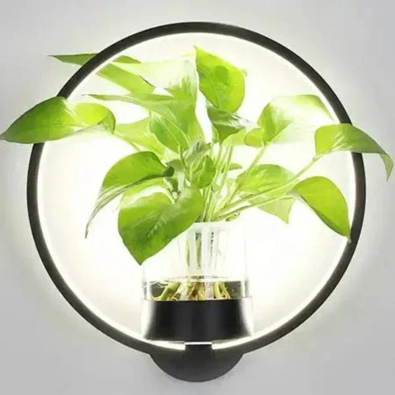 LuxeGlow Wall Lamp with Integrated Planter for Stylish Spaces