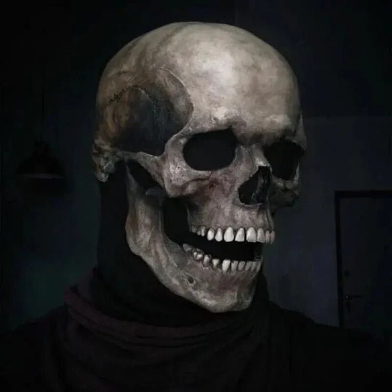 Realistic Skull Face Mask with Articulated Jaw for Halloween and Cosplay