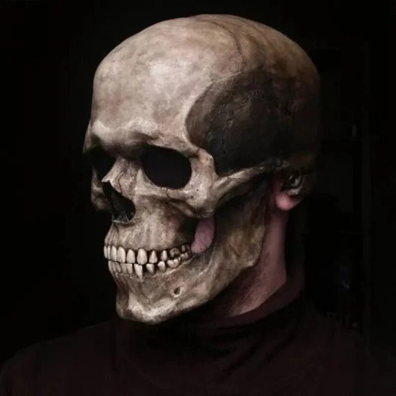 Realistic Skull Face Mask with Articulated Jaw for Halloween and Cosplay