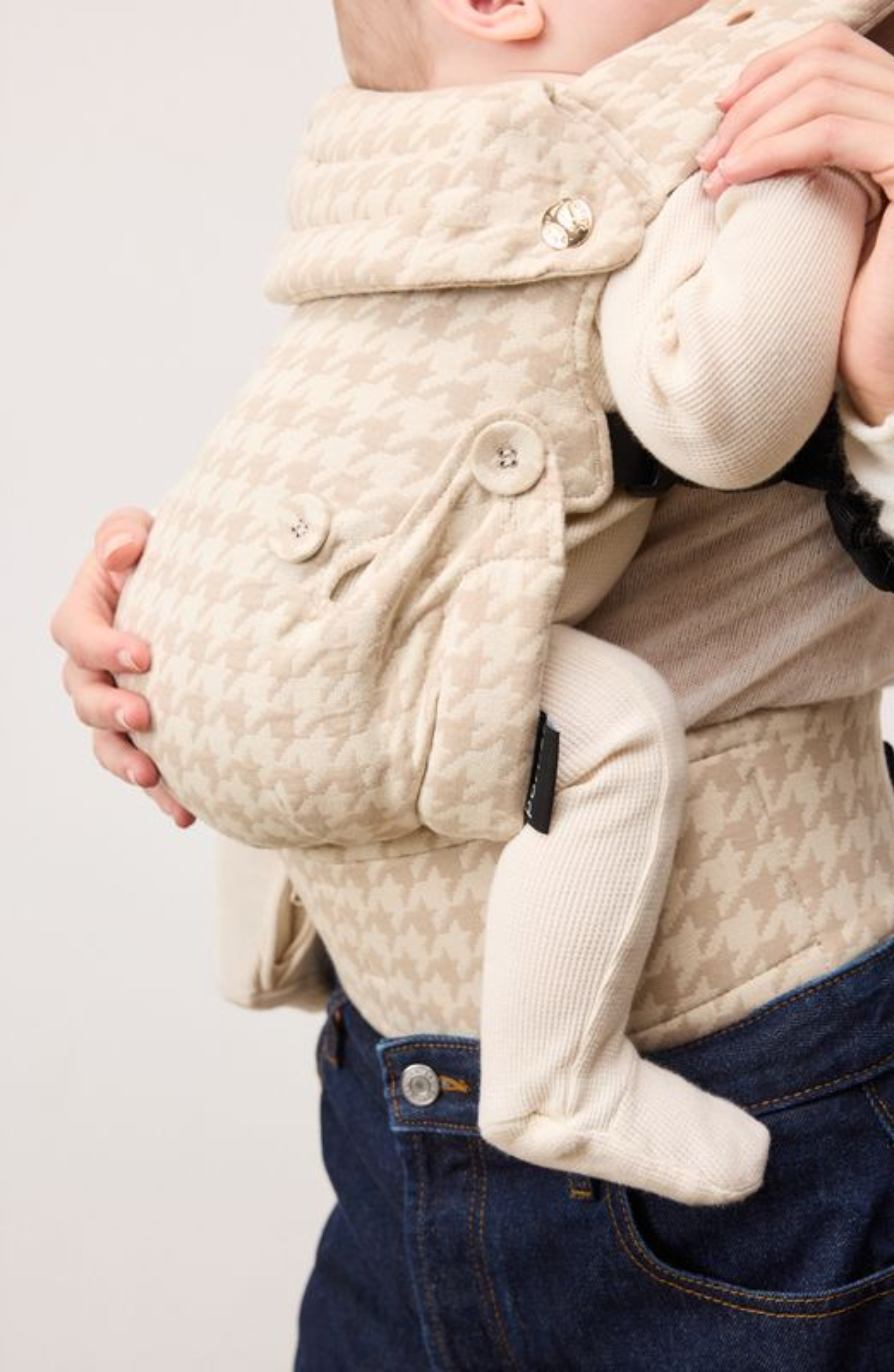 Baby Carrier with Ergonomic Design | 3 Carry Options | Houndstooth | 88% Cotton & Linen | For Newborns to Toddlers