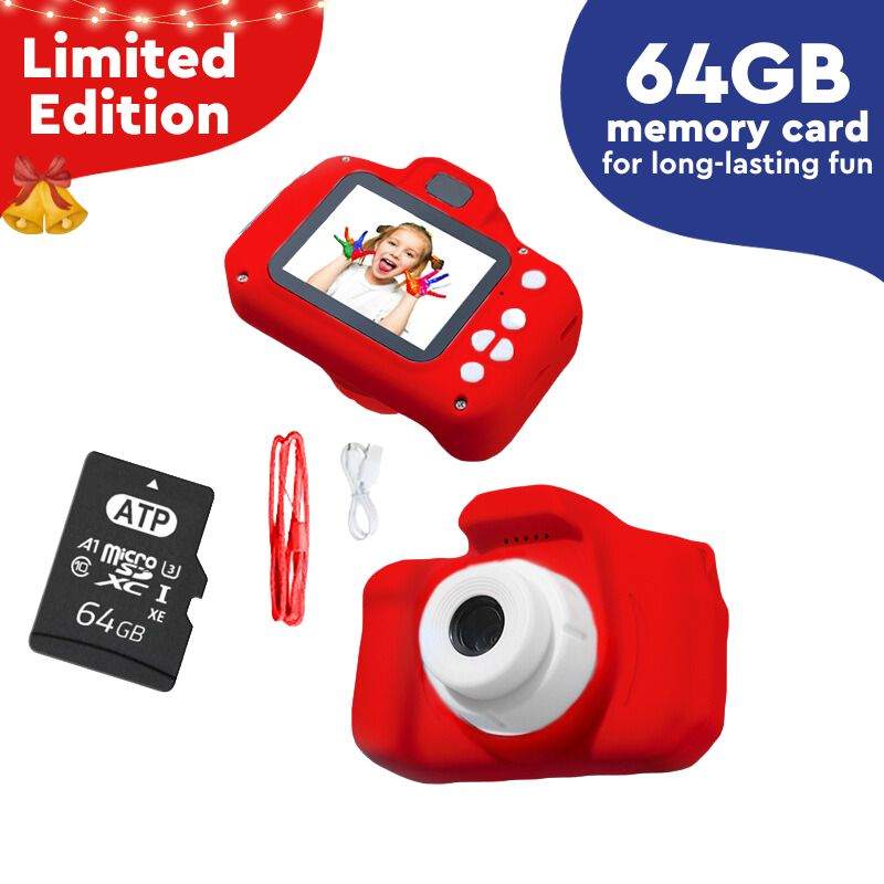 Dual Lens Kids Camera - 12MP, 1080P, Shockproof, 2" IPS Screen, 32GB, 3+ Years