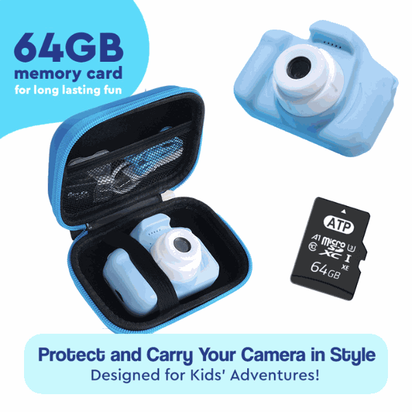 Dual Lens Kids Camera - 12MP, 1080P, Shockproof, 2" IPS Screen, 32GB, 3+ Years