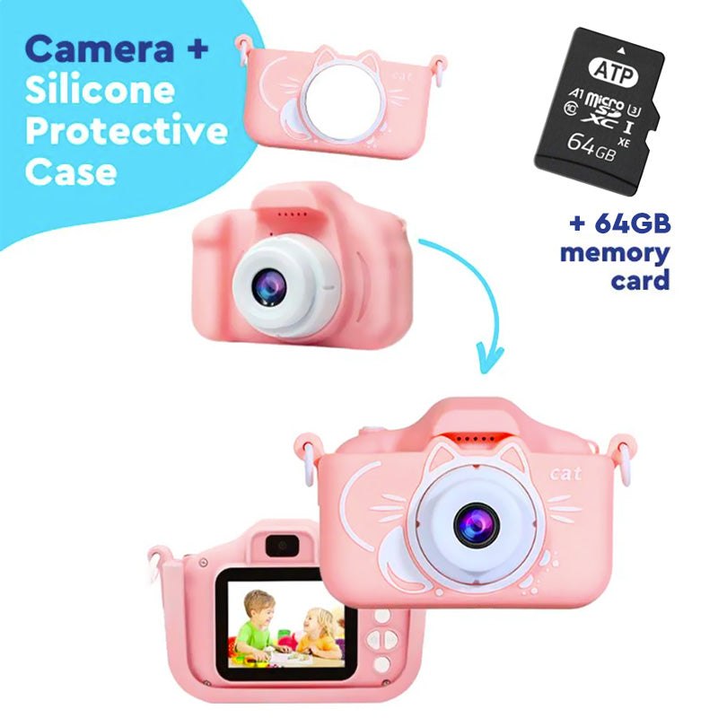 Dual Lens Kids Camera - 12MP, 1080P, Shockproof, 2" IPS Screen, 32GB, 3+ Years