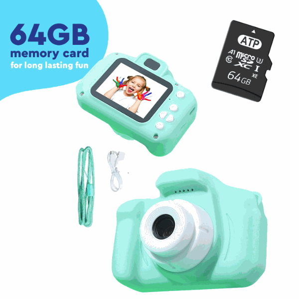 Dual Lens Kids Camera - 12MP, 1080P, Shockproof, 2" IPS Screen, 32GB, 3+ Years