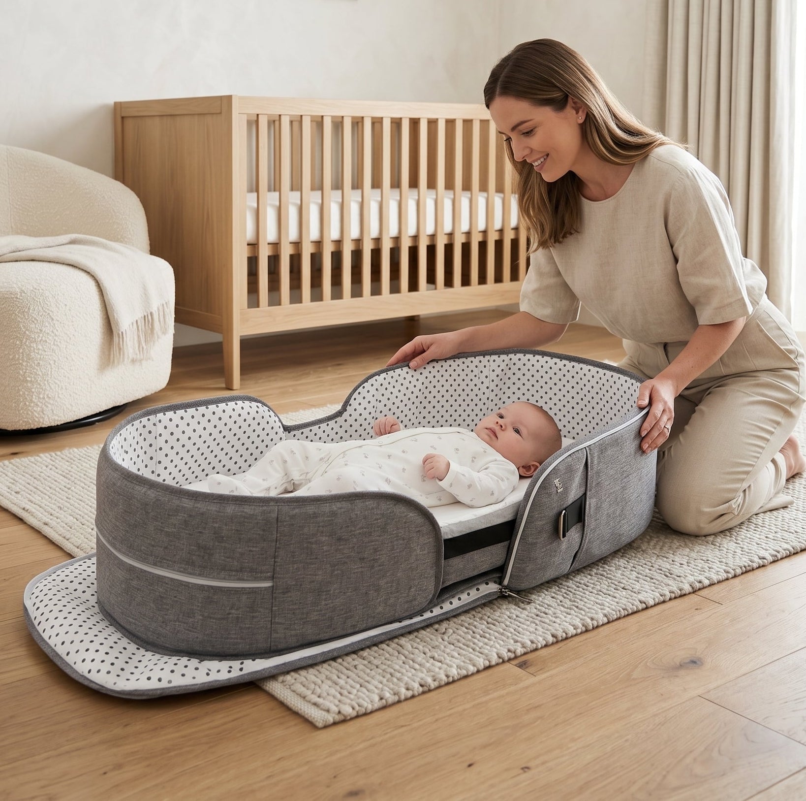 Portable Baby Bed with Mesh Canopy for Travel – Indoor & Outdoor Use