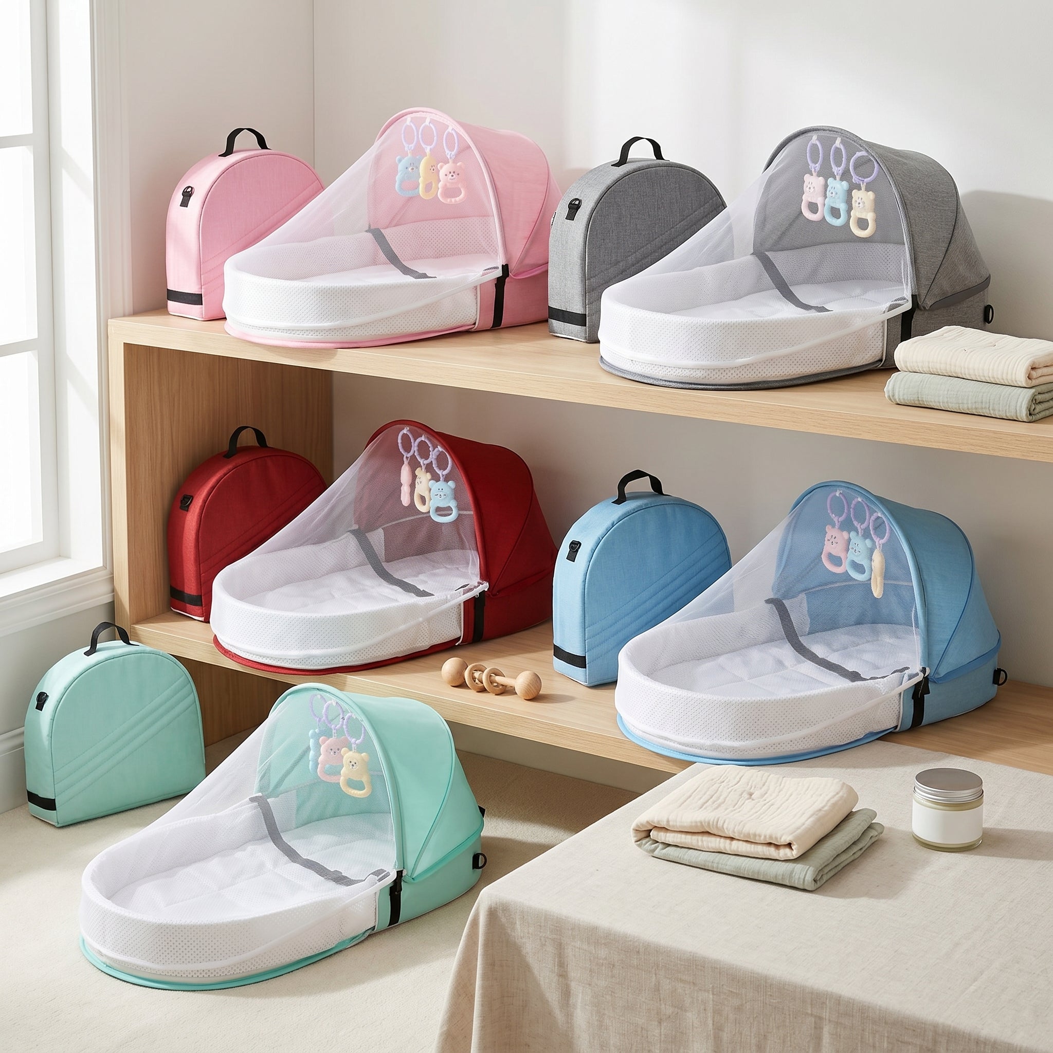 Portable Baby Bed with Mesh Canopy for Travel – Indoor & Outdoor Use