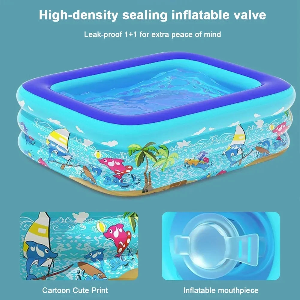 Inflatable Kids' Pool with Cartoon Print – Safe PVC for Summer Enjoyment