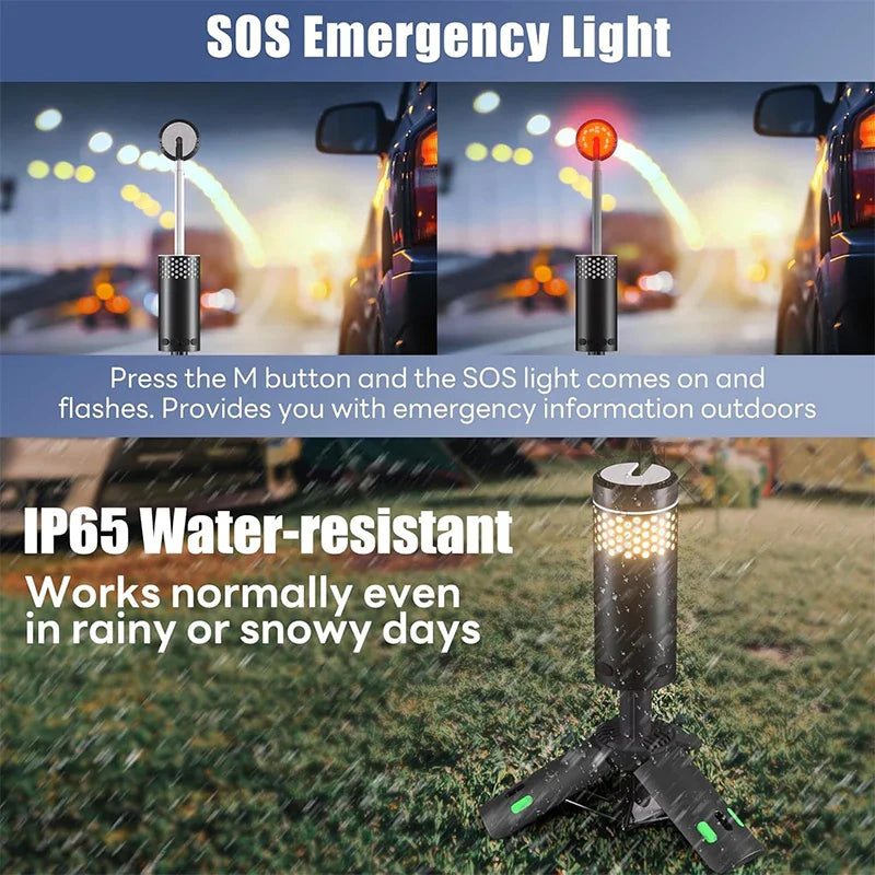Telescopic Camping Lantern with 10,000 mAh Battery – Dimmable Outdoor Light