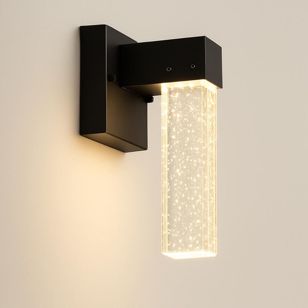 LuxeBeam Premium Aluminum Crystal Outdoor Wall Light Fixture