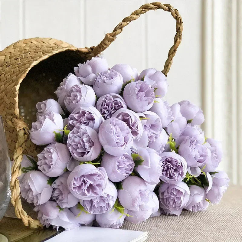 Silk Flower Arrangement with 27 Heads in Assorted Colors - Peony Bouquet