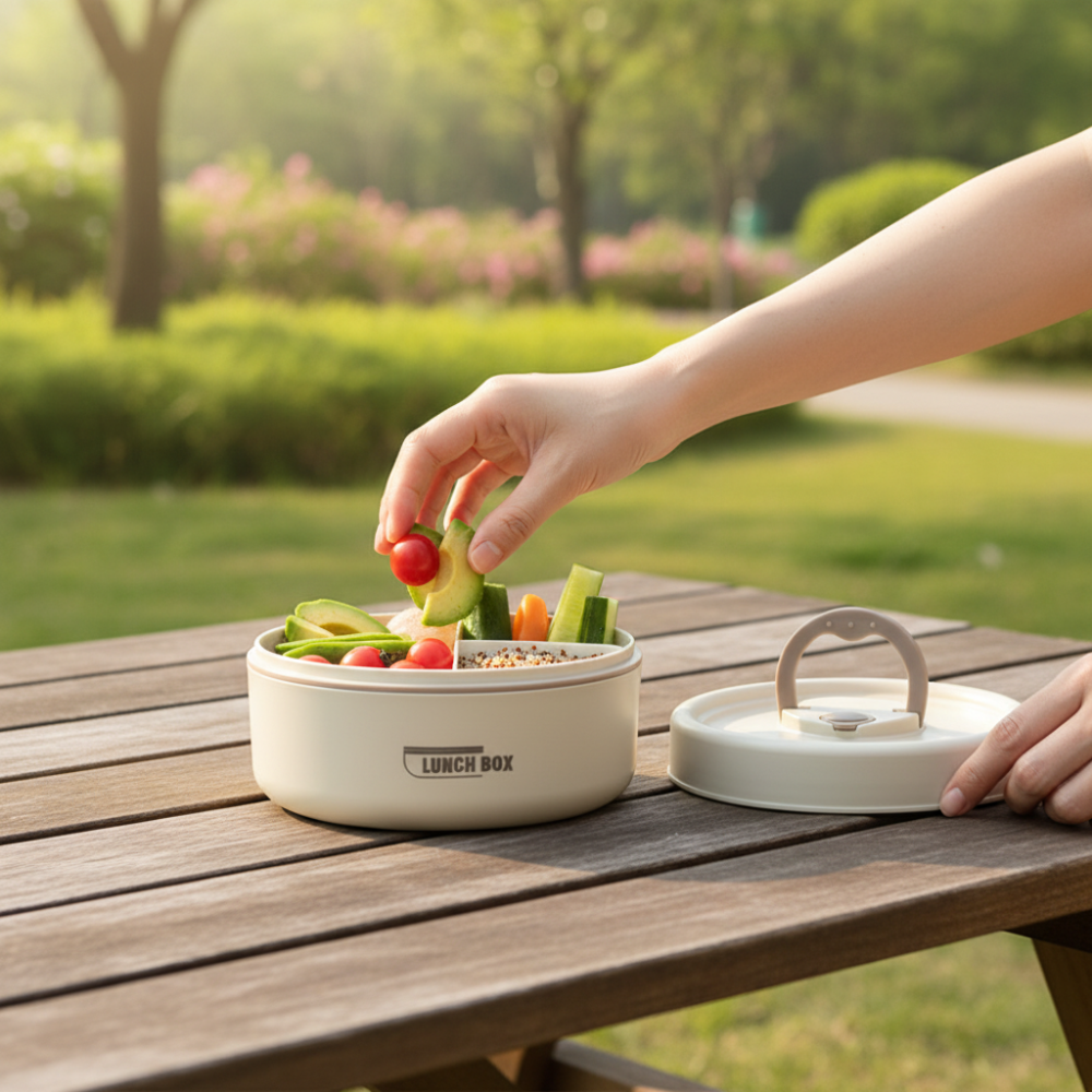 Eco-Friendly Insulated Food Carrier for Hot Meals On-the-Go