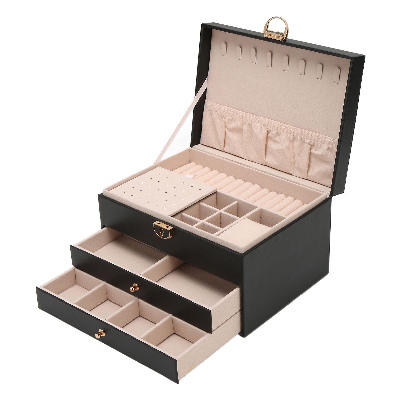 Jewelry Organizer Box with Multi-Layer Design for Rings, Necklaces & Bracelets