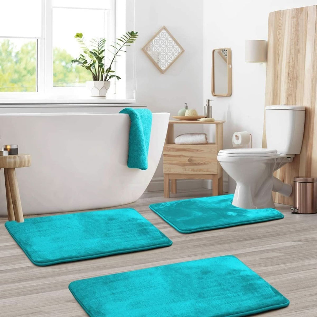 SerenityStep Plush Memory Foam Bath Mat Set - 3 Pieces