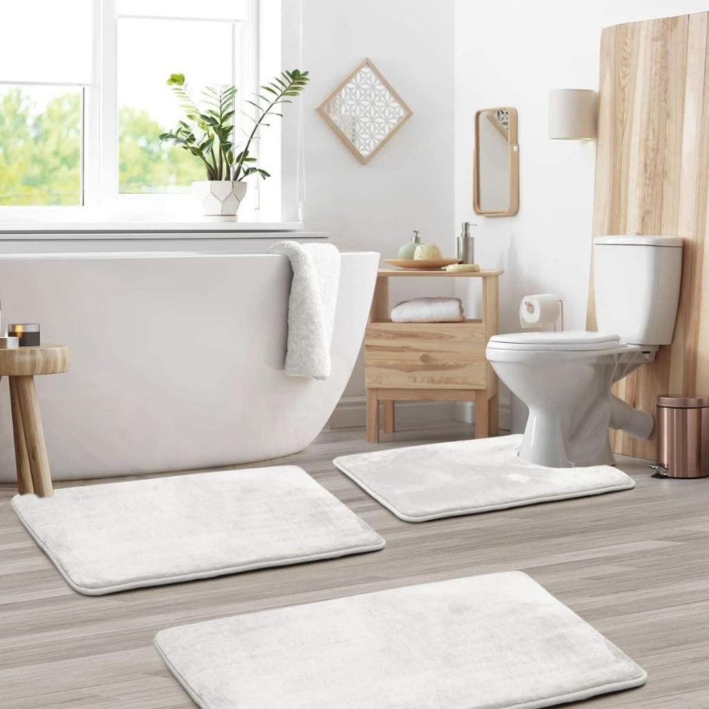 SerenityStep Plush Memory Foam Bath Mat Set - 3 Pieces