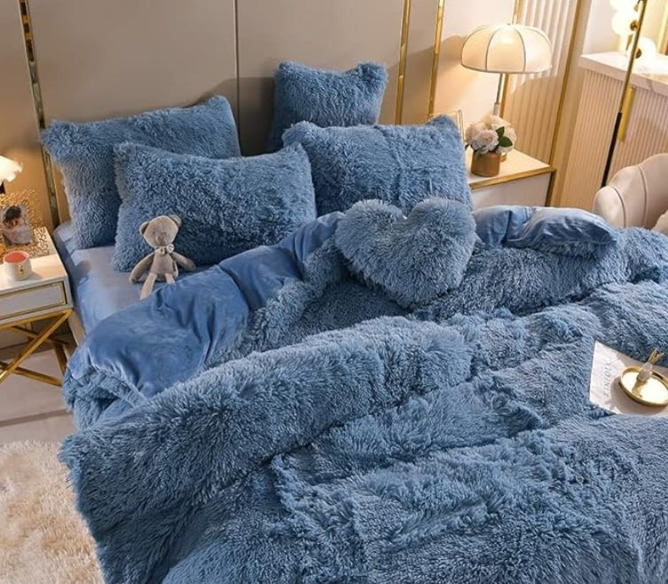 Plush Duvet Cover Set with Zipper and Corner Straps for Year-Round Comfort