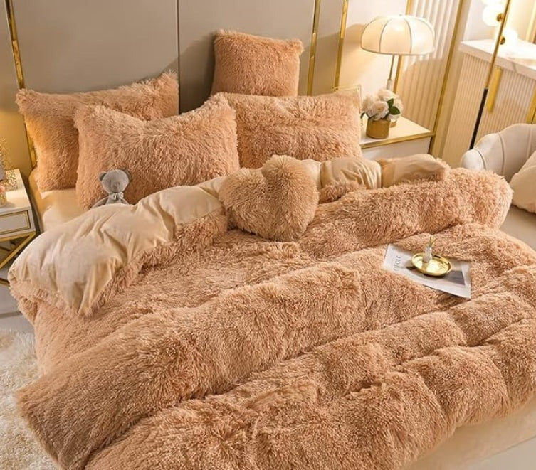 Plush Duvet Cover Set with Zipper and Corner Straps for Year-Round Comfort