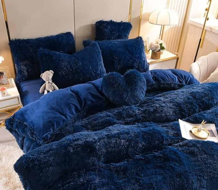 Plush Duvet Cover Set with Zipper and Corner Straps for Year-Round Comfort