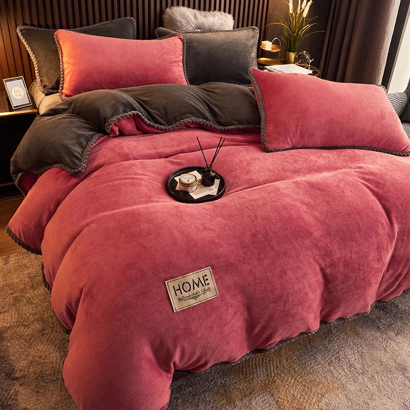 Ultra-Soft Velvet Fleece Duvet Cover Set for King and Queen Beds