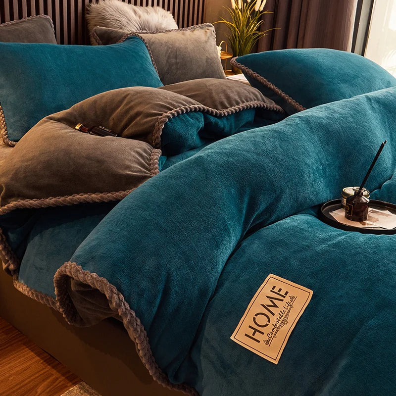 Ultra-Soft Velvet Fleece Duvet Cover Set for King and Queen Beds