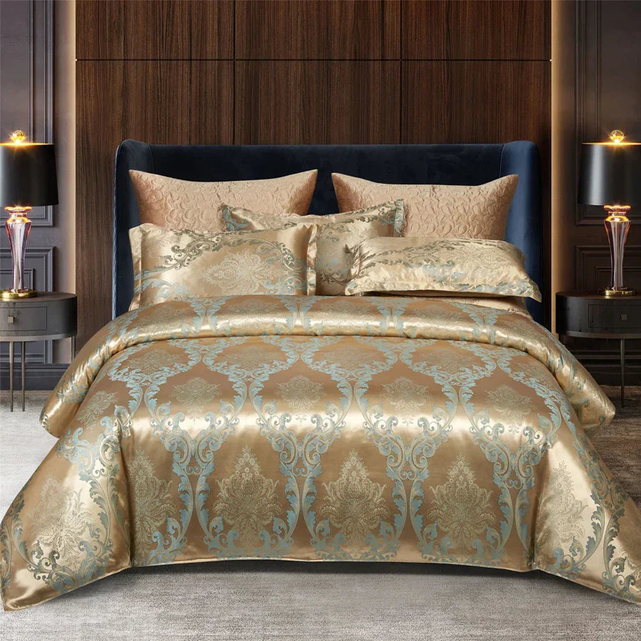 King Size Duvet Cover Set with Elegant Jacquard Pattern