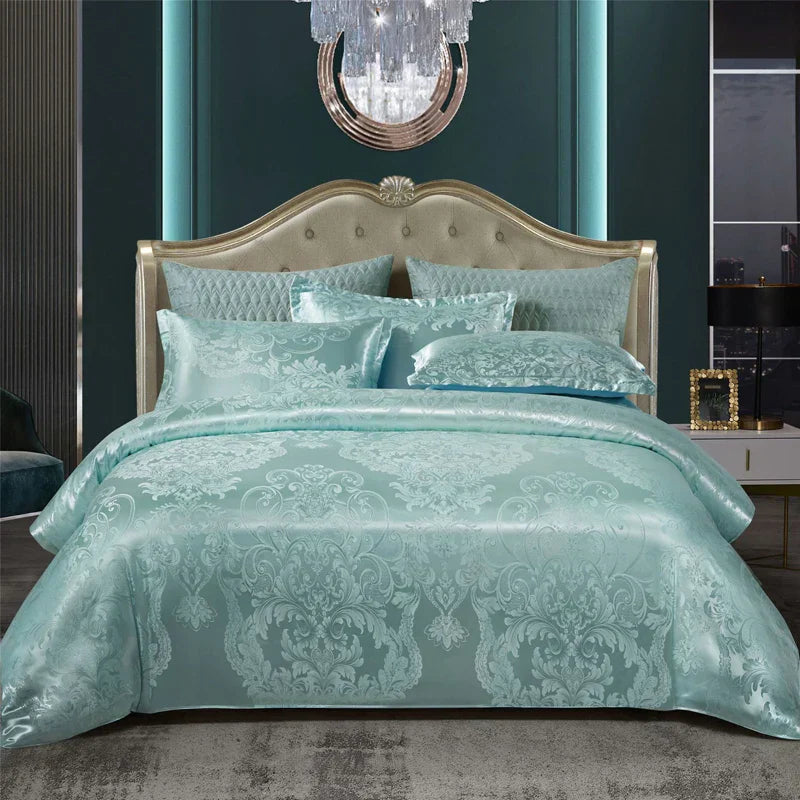 King Size Duvet Cover Set with Elegant Jacquard Pattern