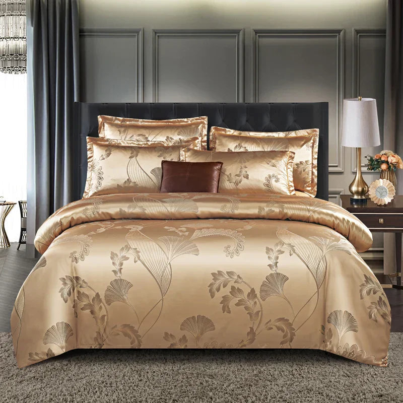 King Size Duvet Cover Set with Elegant Jacquard Pattern