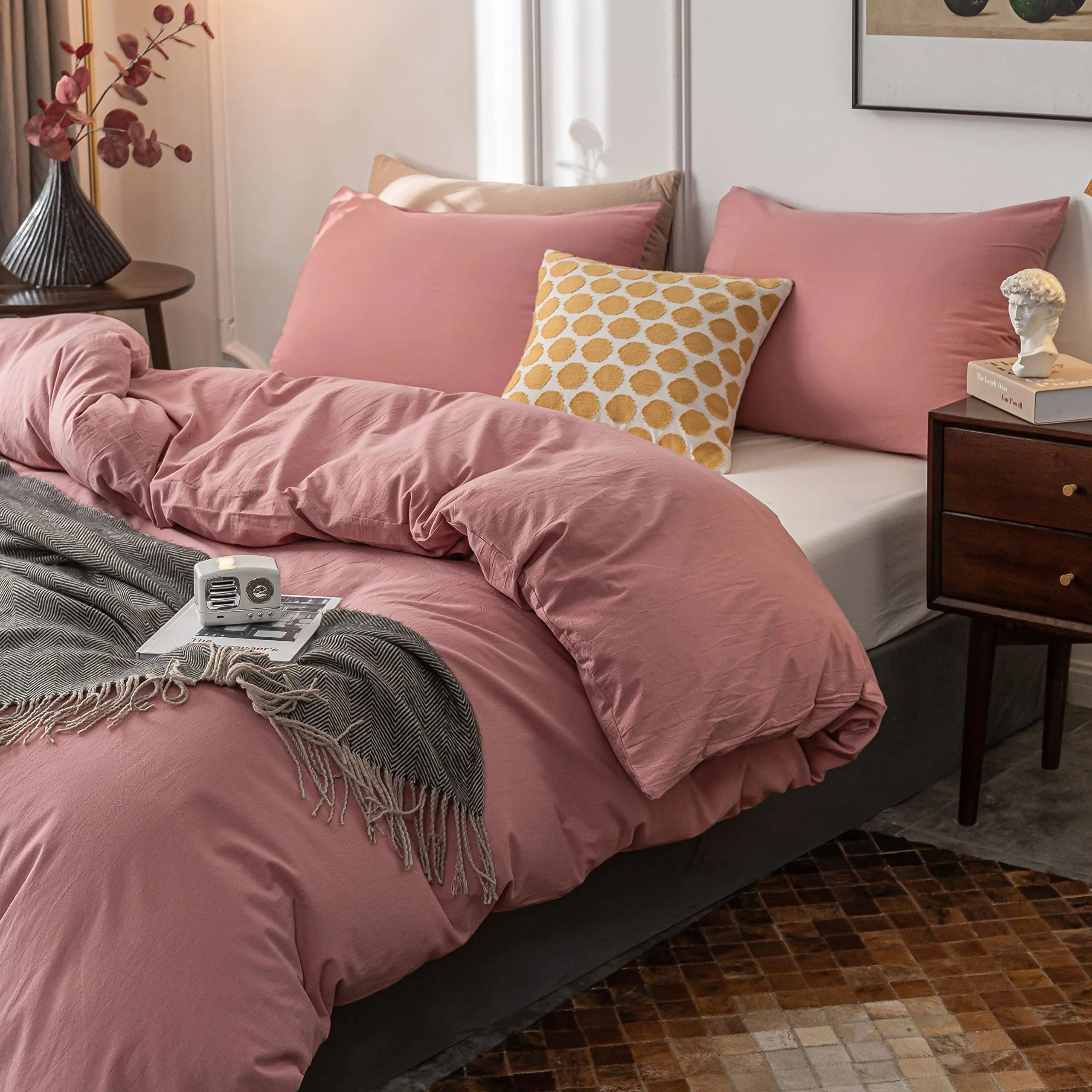 Lightweight Microfiber Duvet Cover Set with Zipper – Breathable Bedding for All Seasons