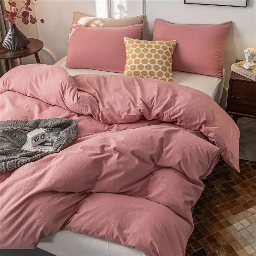Lightweight Microfiber Duvet Cover Set with Zipper – Breathable Bedding for All Seasons
