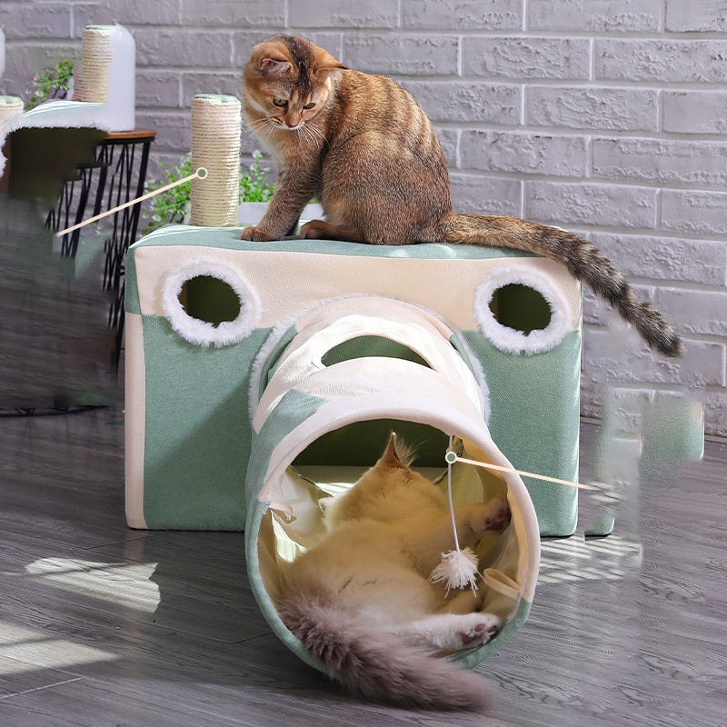 Indoor Cat House with Multi-Functional Design | Cozy Velvet Hideaway
