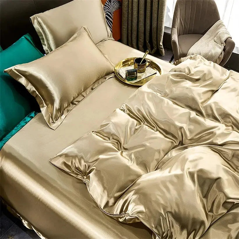 4-Piece Bedding Set with Mulberry Silk Duvet Covers and Pillowcases