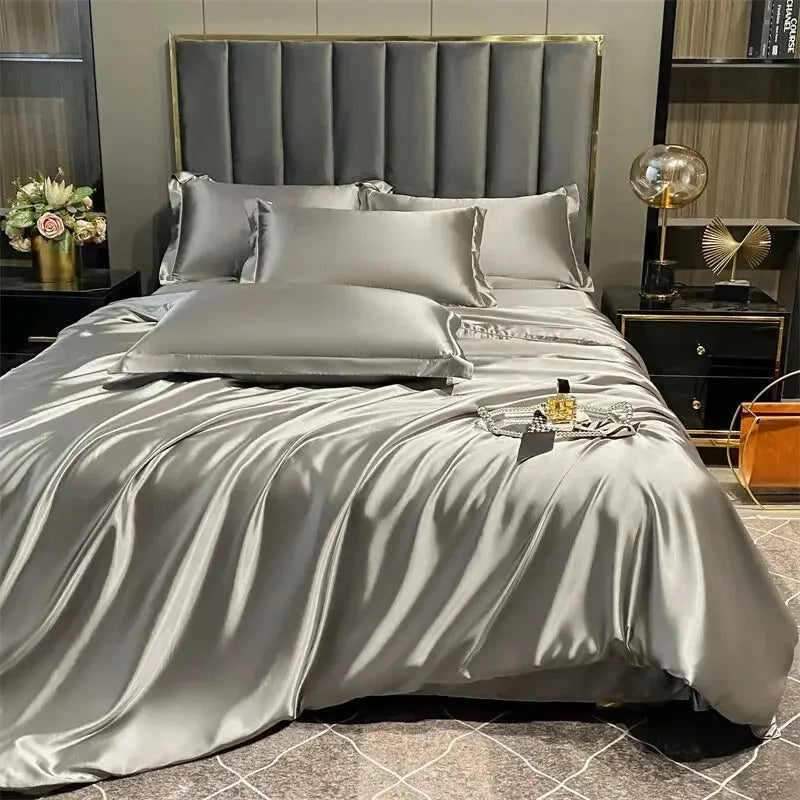 4-Piece Bedding Set with Mulberry Silk Duvet Covers and Pillowcases