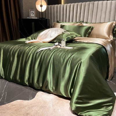 4-Piece Duvet Cover Set in Soft Silk Satin for Cozy Sleep