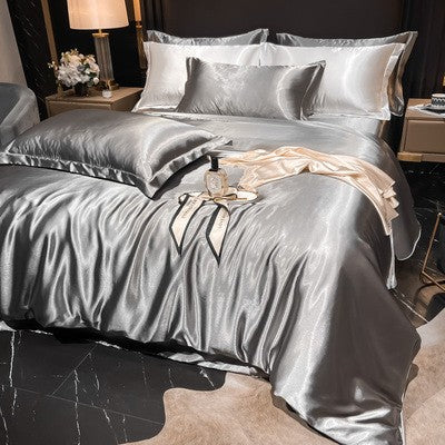 4-Piece Duvet Cover Set in Soft Silk Satin for Cozy Sleep