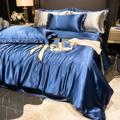 4-Piece Duvet Cover Set in Soft Silk Satin for Cozy Sleep